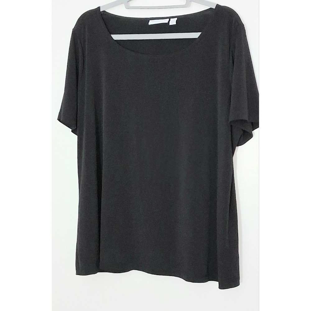 Susan Graver Essentials Top Women's Size 1X Black Liquid Knit Scoop Neck Pre-own